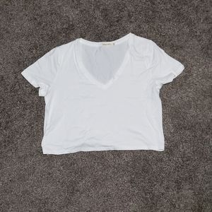 Fashion Nova FN White Cropped V Neck Top Medium